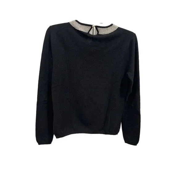 J. McLaughlin Women's Black Sweater Sz S pearl Collar cashmere SI16 - Picture 2 of 7